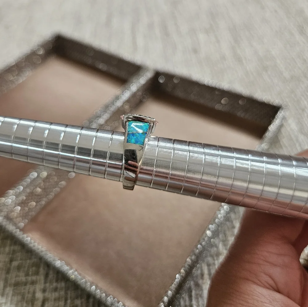 Sterling Silver Opal Topaz Ring